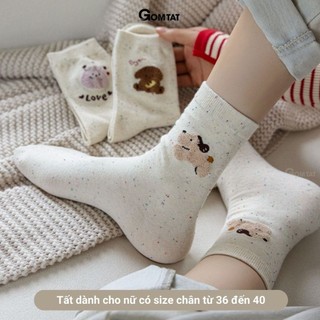 Set 5 đôi tất cao cổ nữ họa tiết cây thú GOMTAT, vớ chân phong cách Hàn Quốc cute, chất cotton mềm mịn – JIN-2518-CB5