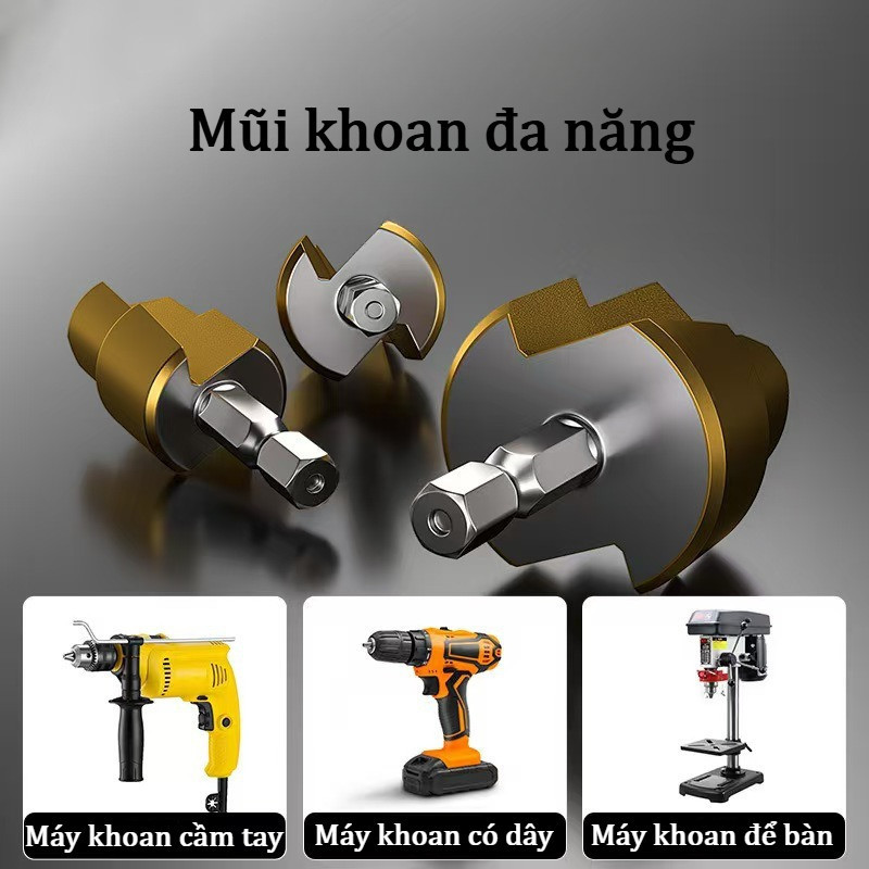 Bộ 3 Mũi Khoan Sửa Ống Nước PPR Thế Hệ Mới Cao Cấp Phủ Titan, Bộ 3 size 20-25-32mm, sửa chữa ống nước chuyên nghiệp