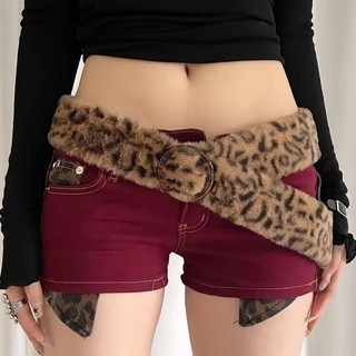 [GuuDuu] Thắt lưng họa tiết da báo, dây lông thú giả – Xu hướng Y2K & Retro – Phù hợp quần Jean và váy nữ