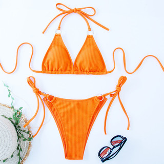 Đồ Bơi Nữ Màu Kẹo Đan Dây Hai Mảnh Bikini Đồ Bơi