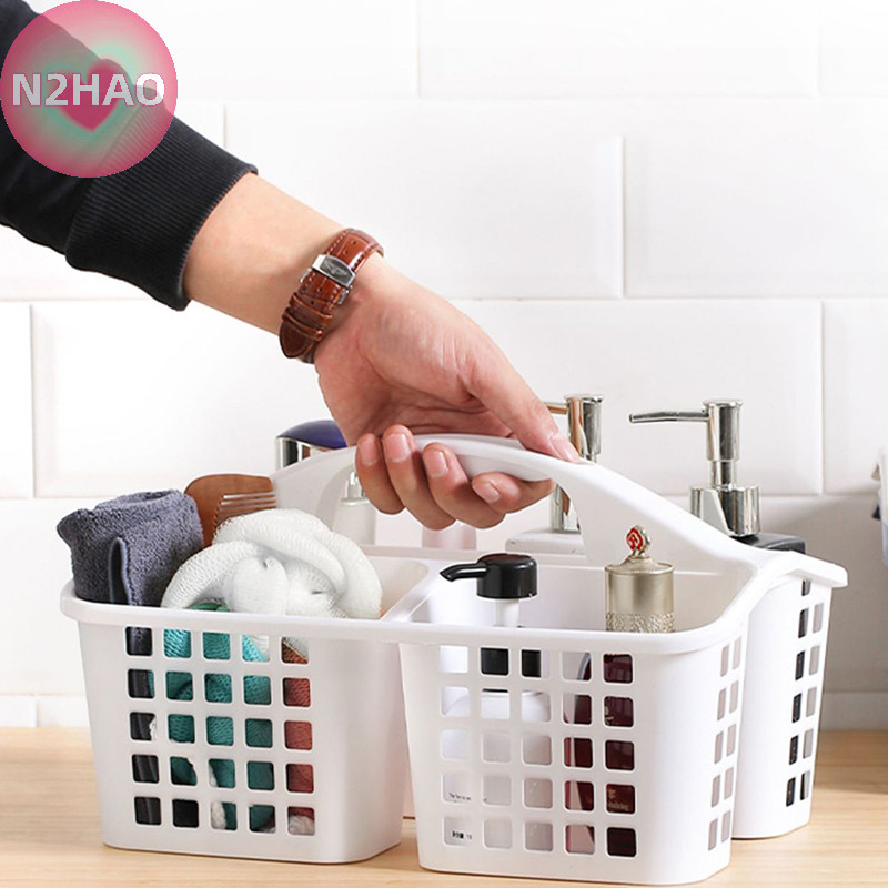 Giỏ tắm di động N2HAO có ngăn Phòng tắm Giỏ đựng đồ rỗng Giỏ vệ sinh chức năng n