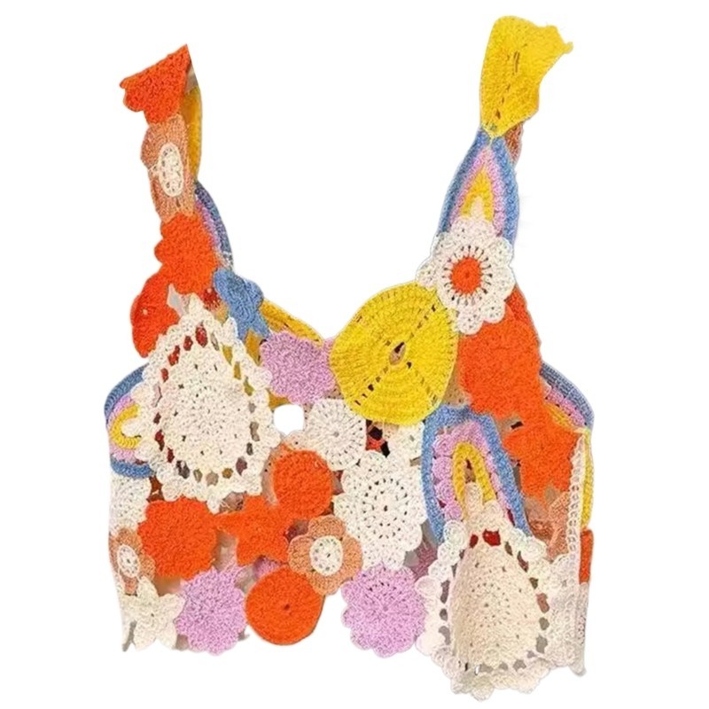 Fol Bohemian Móc Chi Tiết Camisole Crop Dễ Mặc Cho Nữ Bé Gái