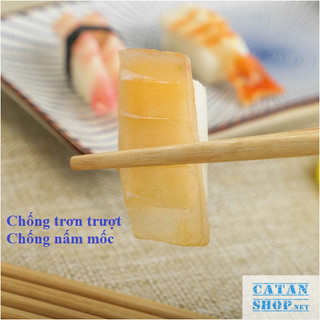 Vỉ 10 đôi đũa tre họa tiết hươu xanh sang trọng, chống nấm mốc, trơn trượt, an toàn