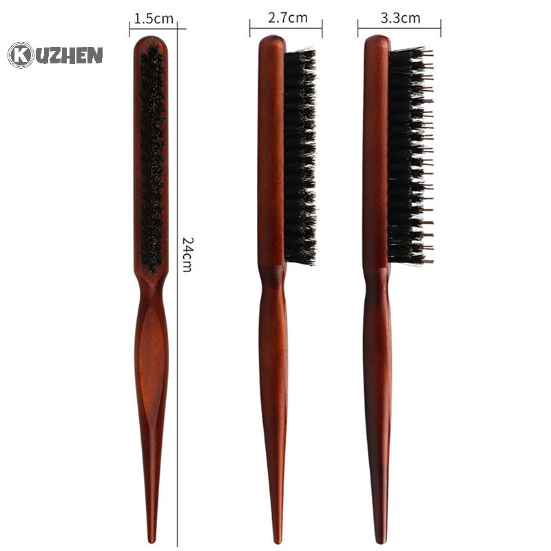 Kuzhen Salon Lược Chải Tóc Tay Cầm Lược Lưng Lông Boar Tự Nhiên HOT