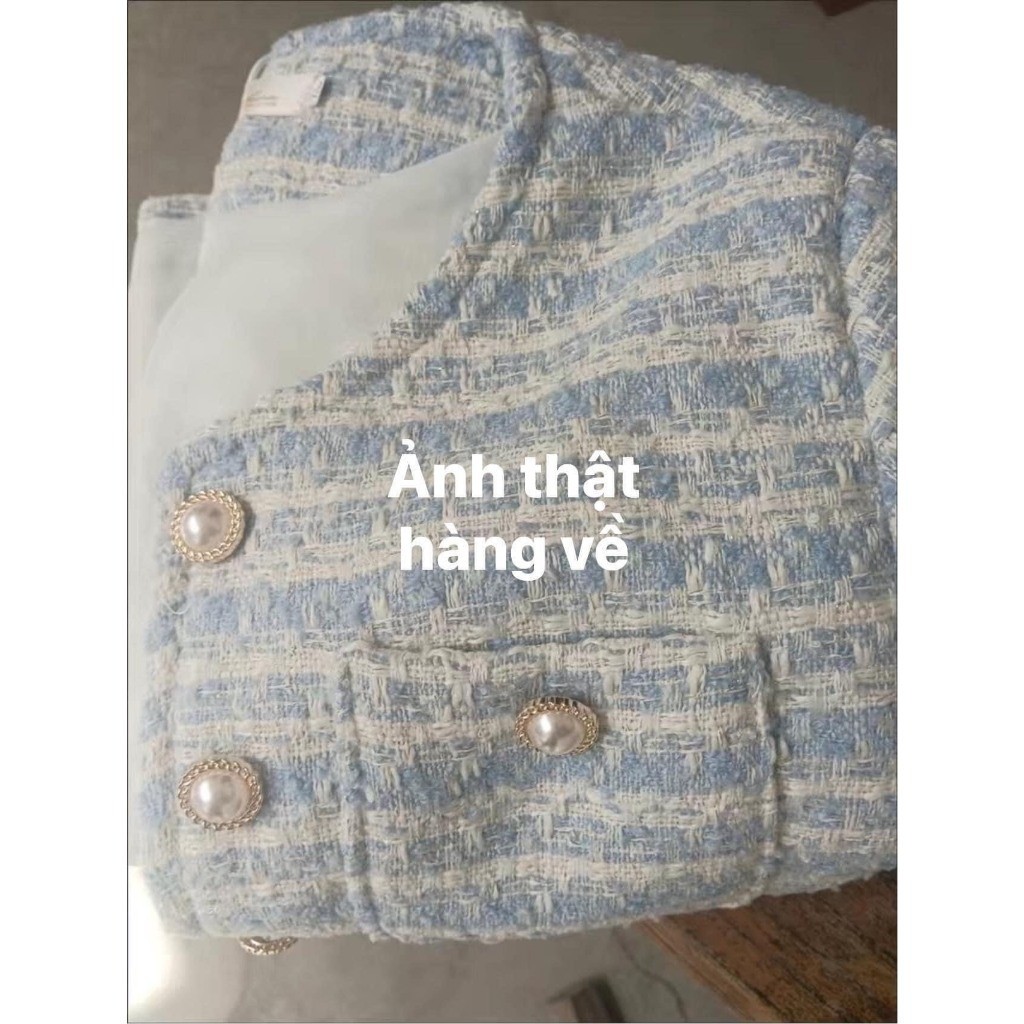 (HÀNG QC LOẠI 1) Áo dạ tweed nữ form lửng phối cúc ngọc trai phong cách tiểu thư xu hướng Hàn XIMI SP19