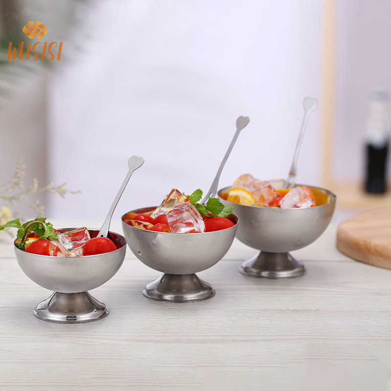 [Wusisi] Cốc Kem Bát Salad Bát Inox Món Tráng Miệng Đĩa Trái Cây Ăn Nhẹ Món Ăn Dự Tiệc Cung Cấp MỚI