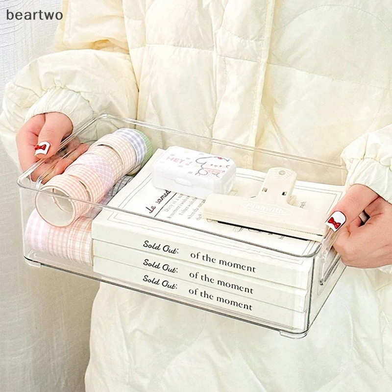 < Beartwo > Hộp Bảo Quản Acrylic Mỹ Phẩm Để Bàn Hộp Nhựa Trong Suốt Ký Túc Xá Hộ Gia Đình Mặt nạ Da Hộp Bảo Quản Tủ Lạnh Đẹp