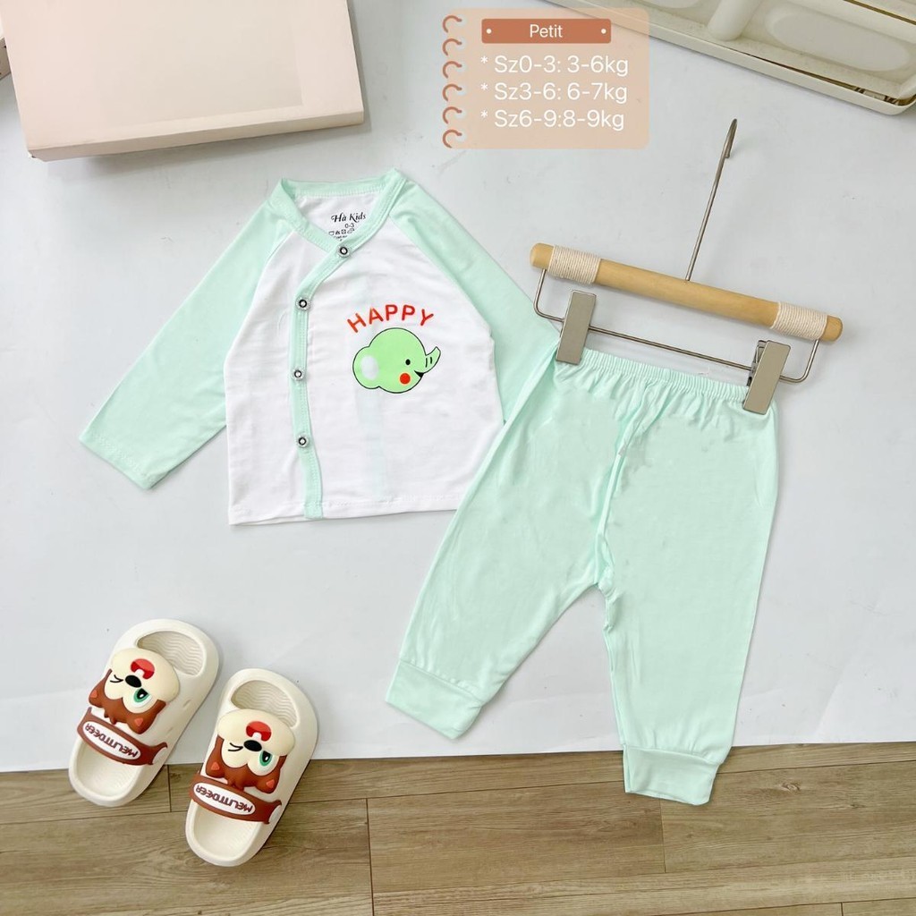 Combo 3/5 bộ dài tay vải thun lạnh PEPTIT cho bé sơ sinh HH in hoạ tiết chất mềm mịn thoáng mát DL013 Đậu Đậu Store