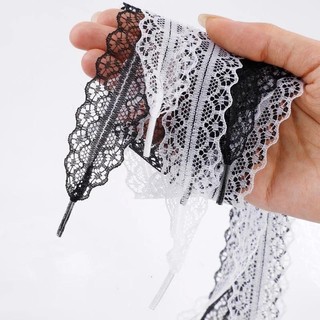 Ren bện dây giày 2.9cm rộng, kiểu phẳng lạ mắt, đen/trắng, dài 1 sợi, dùng cho ba lê/thể thao/giày tập luyện