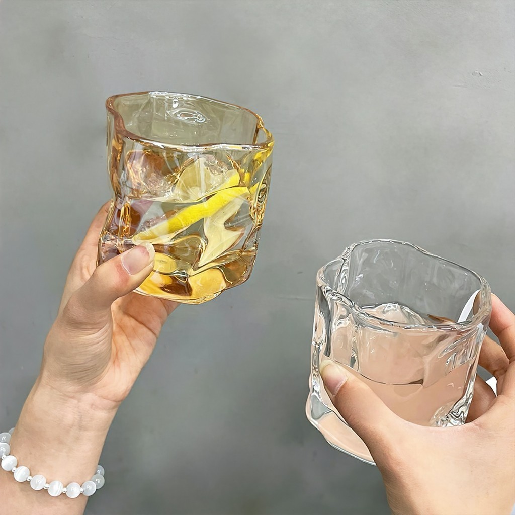 Cốc thủy tinh decor uống nước sáng tạo cốc xoắn, ly thuỷ tinh uống whisky cao cấp  FE123