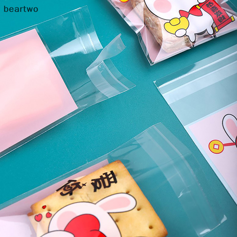 < Beartwo > 100 Túi đóng gói hoạt hình, Túi tự dính nướng nhẹ, Túi đóng gói bánh quy hoạt hình đẹp