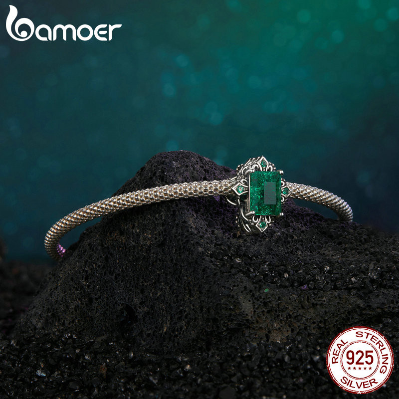 Bamoer 925 Sterling Sliver Charm Skull Cross Mặt dây chuyền Phụ kiện cho vòng tay
