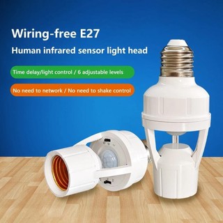 360 Độ PIR Cảm Biến Chuyển Động Cảm Ứng Con Người LED Đèn Ngủ Ổ Cắm Đế E27 AC 85V-265V Thời Gian Trễ Có Thể Điều Chỉnh Công Tắc
