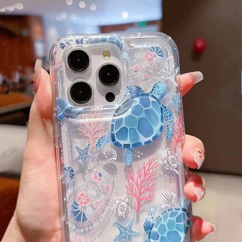 Dành Cho iPhone 15 14 13 12 11 Pro Max iPhone 16e XS Max X XR 8 7 Plus 12 13 Mini SE2020 2022 Mùa Hè Đại Dương Rùa Cá Heo In Trong Suốt Mềm Chống Sốc Silicon