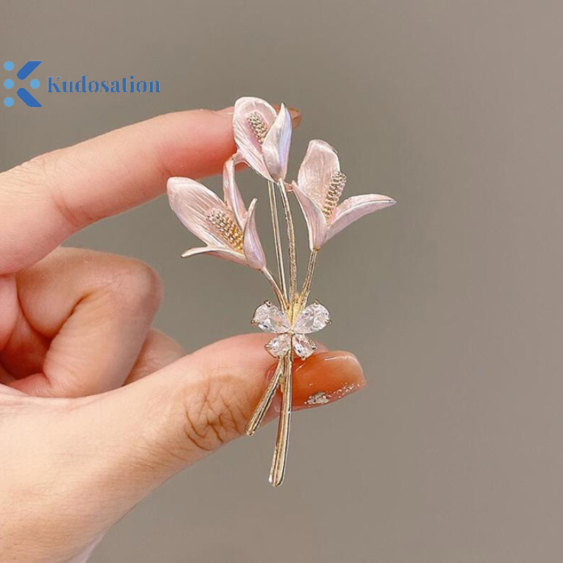 Kudosation Pha Lê Hoa Thổ Cẩm Ve Áo Pin Kim Cương Giả Trang Sức Nữ Cưới Chân Lớn Trâm Cài Cho Nữ Xòe Quần Áo Phụ Kiện