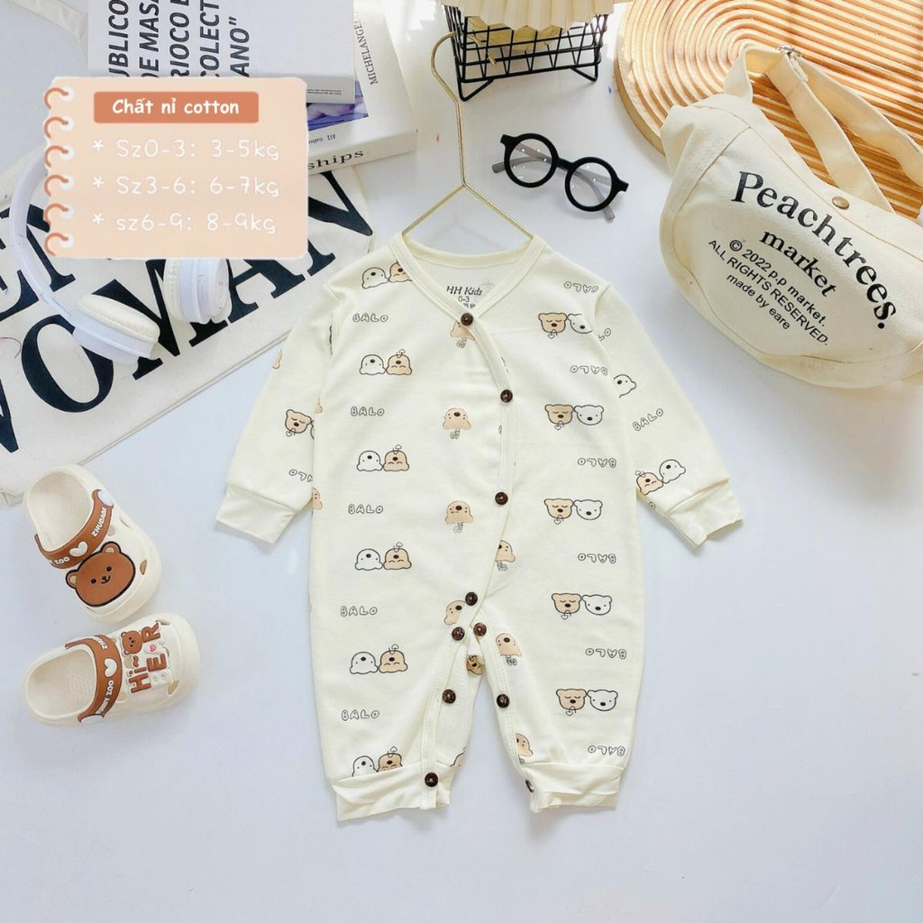 Set 2-3 Bộ Body Dài Tay Nỉ Cotton Thu Đông Cho Bé Sơ Sinh mềm mịn cho bé sơ sinh trai gái 0-9 tháng NC003 Đậu Đậu Store