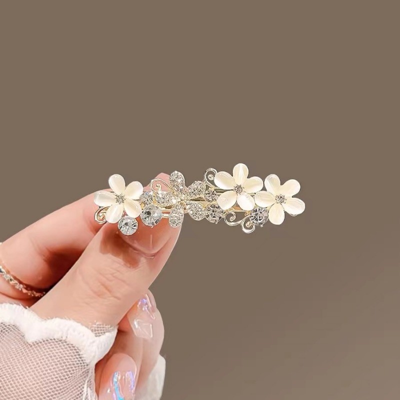 Mauropoli Kẹp Tóc Kim Loại Hoa Mắt Mèo, Phụ Kiện Nữ Mùa Hè, Kẹp Một Từ, Kẹp Bên, Mũ Đội Đầu, Nửa Buộc Tóc