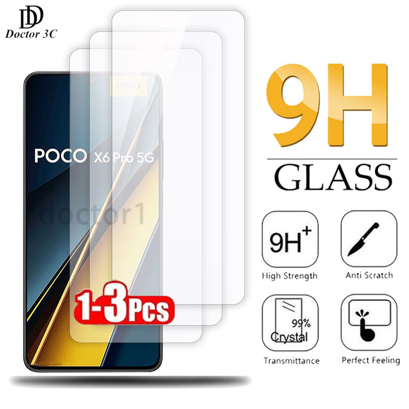 Kính cường lực bảo vệ toàn màn hình cho Xiaomi Poco X6 X5 X4 X3 NFC M6 Plus M5 M5s M4 M3 F6 F5 F4 GT F3 Pro 5G 4G 2024