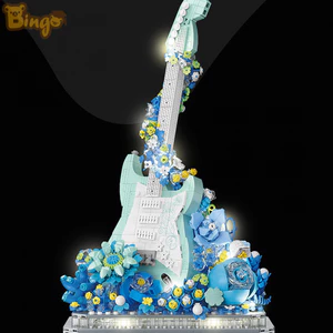 Đồ chơi lắp ráp khối xây dựng tự làm, Mô hình nhạc cụ Piano Violin hoa bảo quản, Đồ trang trí để bàn, Đồ chơi giáo dục, Quà tặng sinh nhật tự làm (0491)