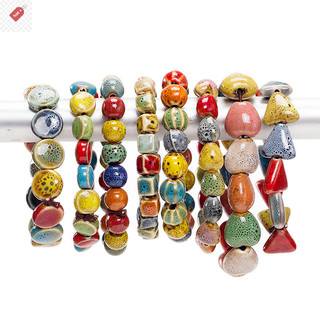 Alik 1 DIY Phụ Kiện Gốm Sọc Dưa Hấu Hạt Vòng Tay Nhiều Màu Sắc Hoa Men Hạt Vòng Tay Handmade Trang Sức VN