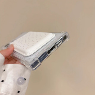 Nơ nữ tính dễ thương Ví trắng đáng yêu Vỏ chống sốc trong suốt cho Samsung s22 s22plus ultra Case Girly S23 S23Plus s23fe s24 s24plus s24ultra Ốp điện thoại