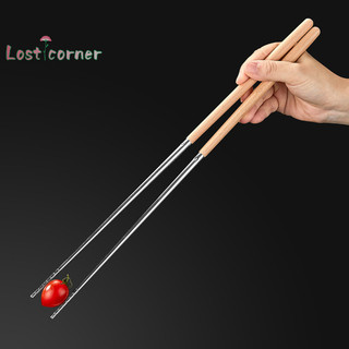 [Lostcorner] 1 Đôi Đũa Inox Dài Đũa Nấu Mì Chiên Sâu Lẩu Trung Quốc Đũa Kim Loại Có Thể Tái Sử Dụng [Mới]