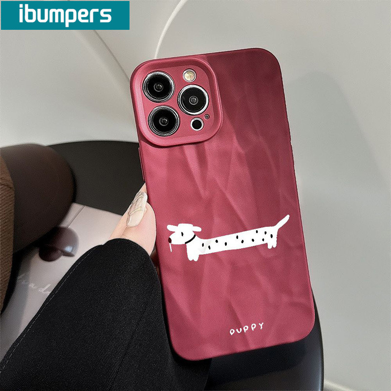 ibumpers Ốp Lưng iPhone Xinh Đơn Giản Chó Hàn Quốc Ốp Điện Thoại nhám Silicon Mềm Chống Sốc Chống Bẩn Cho Iphone 15 14 12 13 11 Pro Max IP 7 8 Plus Iphon X XS XR