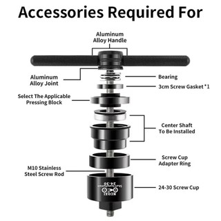 Dụng cụ tháo vòng bi GLKWC, Công cụ lắp đặt và tháo giá đỡ dưới bằng hợp kim nhôm di động, Trục loại bỏ bằng thép không gỉ có thể tái sử dụng bền bỉ