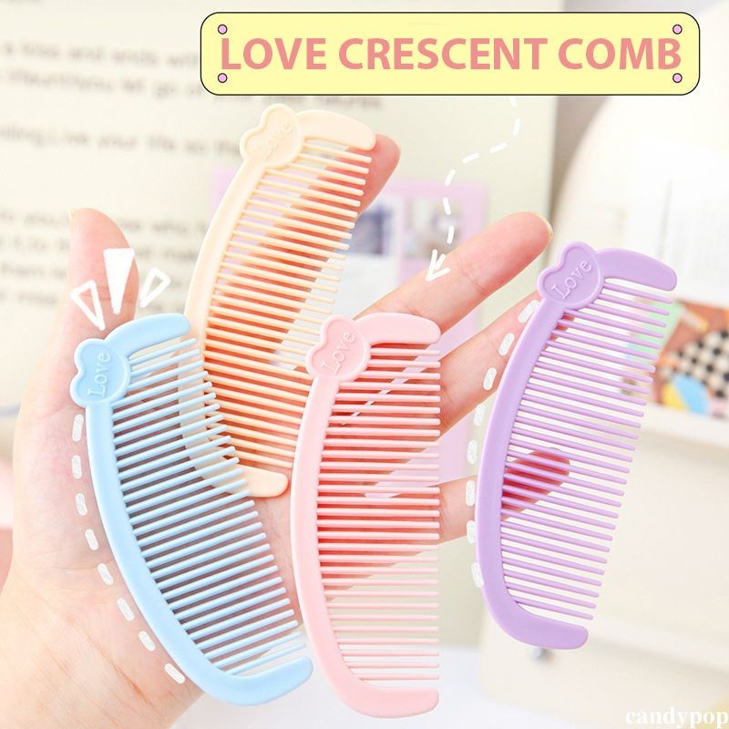 🍭Candy🍭Lược nhựa mini bán nguyệt nhiều màu sắc xinh xắn dễ thương Love, lược nhỏ xinh cho bạn gái