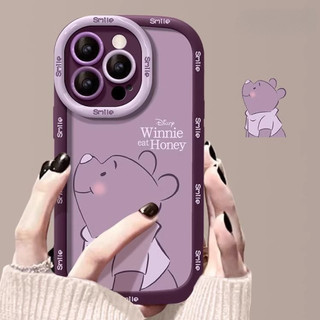 Ốp điện thoại Winnie the Pooh dễ thương cho iPhone 16 / 15 / 14 / 13 / 12 / X / 7 / 11 / Plus / pro Max Ốp bảo vệ phồng mờ toàn diện bằng silicon mềm bền chống rơi