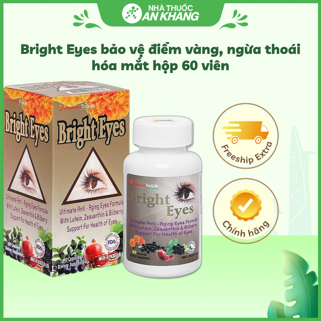Bright Eyes bảo vệ điểm vàng, ngừa thoái hóa mắt hộp 60 viên