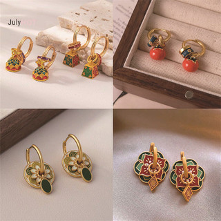 Julyhot 1 Cặp Retro Men Nhỏ Giọt Dầu Bông Tai Nữ Cô Gái Dân Tộc Phong Cách Trung Hoa Bông Tai Nhiều Màu Sắc Phụ Kiện Trang Sức Quà Tặng Massivedeals
