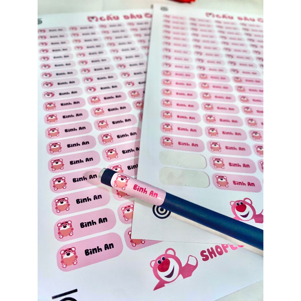 Set 108 sticker IN TÊN RIÊNG của bé --vpp | Shopee Việt Nam