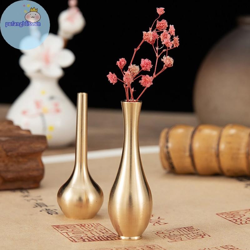 Pufangbliss Bình đồng nguyên chất trang trí phòng khách Bình cổ bình hoa độc đáo VN