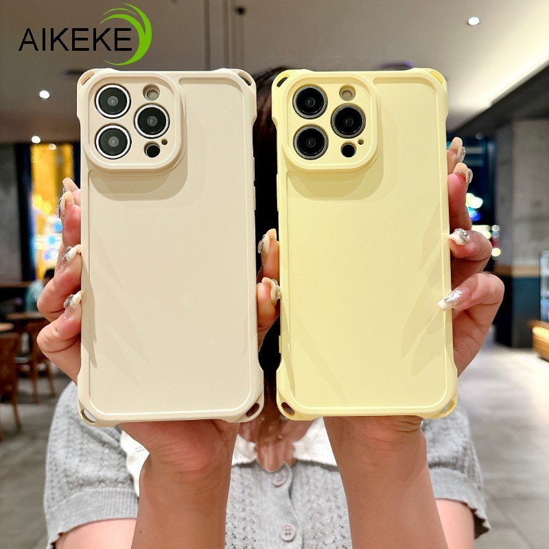 Tương Thích Cho iPhone 16 15 14 Plus iPhone 16 15 14 13 Pro Max 16Pro 15Pro 14Pro Ốp lưng Mờ Mờ Đơn Giản Mềm Silicon Ốp Lưng Có Túi Khí Có Dây Buộc Lỗ