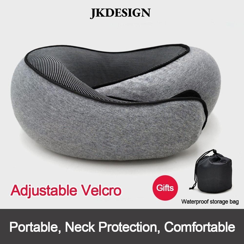 Gối cổ du lịch JKDESIGN, hỗ trợ mềm mại Gối xốp cổ và cằm, Túi dây rút Đệm máy bay hình chữ U có thể điều chỉnh