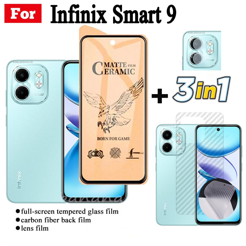 Kính cường lực gốm 3 TRONG 1 Infinix Smart 9 cho Infinix Smart9 Smart 8 ống kính máy ảnh Kính bảo vệ màn hình và phim mặt sau
