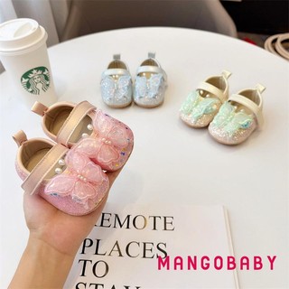 Mg-baby Bé Gái Giày Sáng Bóng 3D Bướm Công Chúa Mary Jane Đế Bằng Giày Cũi Chống Trơn Trượt