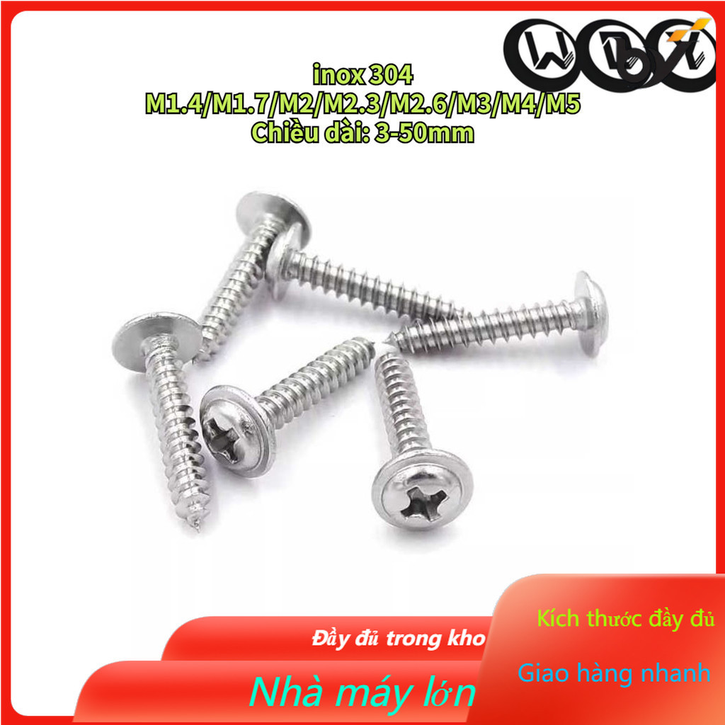 Vít Đầu Tròn Bằng inox 304 M1.4 / M1.7 / M2 / M2.3 / M2.6 / M3 / M4 ...