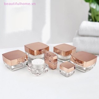 [Beautifulhome] Bình kem mặt rỗng vuông 5-50g Hộp đựng mỹ phẩm di động Chai mẫu Acrylic cho du lịch Thẩm mỹ viện Vật liệu đóng gói [làm đẹp]