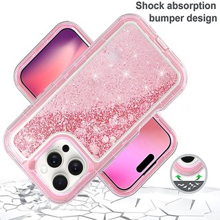 8 Màu Mới 3 Trong 1 Bảo Vệ Nhiệm Vụ Chống Sốc Giáp Ốp Lưng Điện Thoại IPhone 16 15 14 13 12 Pro Max Promax 16 Plus Bao Trong Suốt Lấp Lánh Quicksand Vỏ Điện Thoại PC TPU
