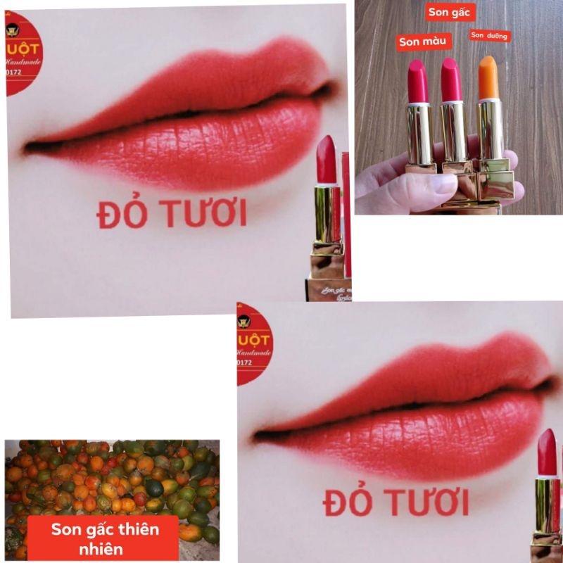 son gấc thiên nhiên và son kem nhung lì mua 2 tặng 1 son kem dưỡng môi màu nhẹ
