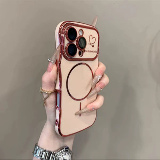 Ốp Điện Thoại Tình Yêu Từ Tính Mạ Điện Sang Trọng Cho iPhone16 15 14 13 12 11 Pro Max Bảo Vệ Camera Chống Sốc Silicon Mềm Ốp Lưng