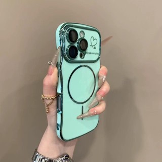 Ốp Điện Thoại Tình Yêu Từ Tính Mạ Điện Sang Trọng Cho iPhone16 15 14 13 12 11 Pro Max Bảo Vệ Camera Chống Sốc Silicon Mềm Ốp Lưng