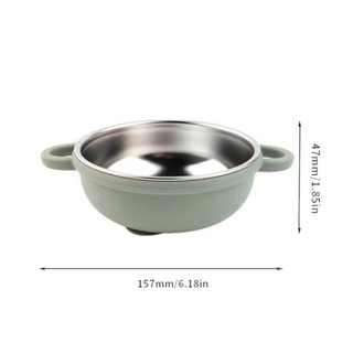 Bộ đồ ăn trẻ em JKDESIGN, Bát ăn bằng thép không gỉ 304 chịu nhiệt, Thiết kế chia đôi Dễ dàng làm sạch Đế hút silicon cho bé