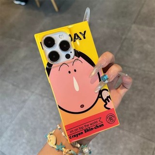 Phim Hoạt Hình Dễ Thương Shin-chan Anime Vuông Silicon Mềm Ốp Lưng Điện Thoại iPhone 16Promax 16Pro 15Promax 11 12 13 14 Pro Max 15Plus Chống Sốc Nữ Điện Thoại Di Động