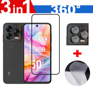 ZTE Blade V70 Vita 4G Kính cường lực phủ sóng toàn diện cho ZTE Blade V70 Max V60 Vita V60 Thiết kế thông minh Bảo vệ màn hình 4G HD 3 trong 1 Có bảo vệ ống kính + Phim mặt sau