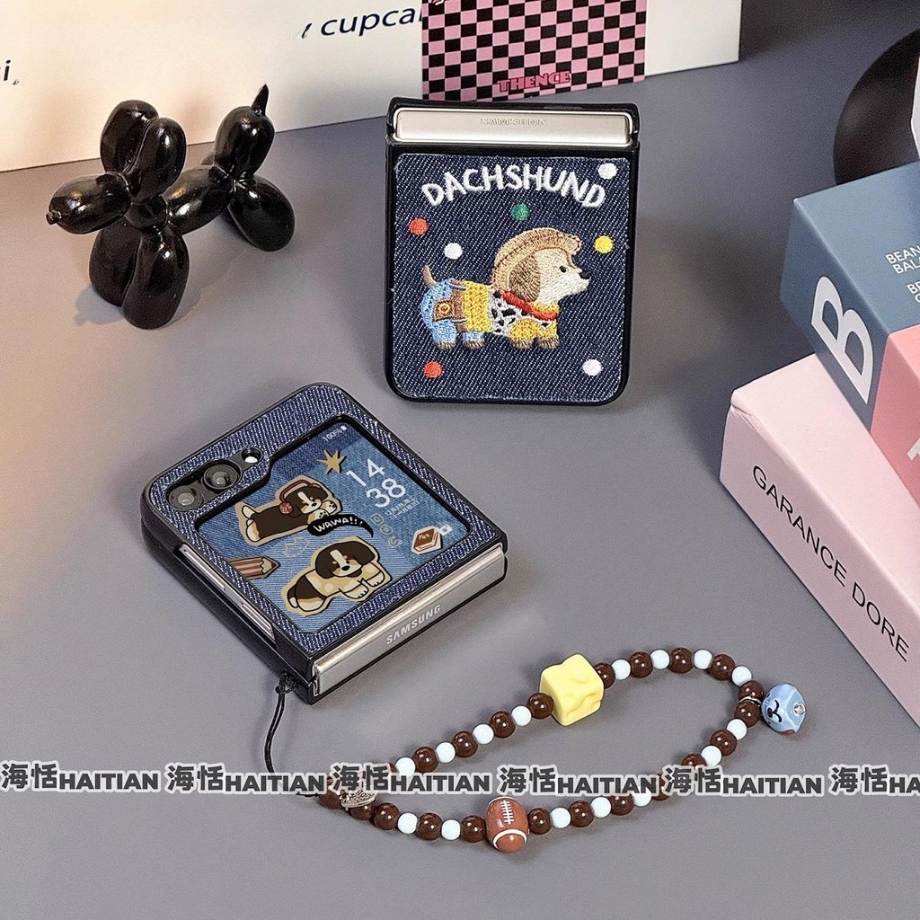 Thích Hợp Cho Samsung Galaxy ZFlip7 5G Phim Hoạt Hình Dễ Thương Western Puppy Vỏ Điện Thoại Dây Gấp Vỏ Cho zflip6 zflip5 zflip4 zflip3 N3flip Mixflip Vỏ Bảo Vệ