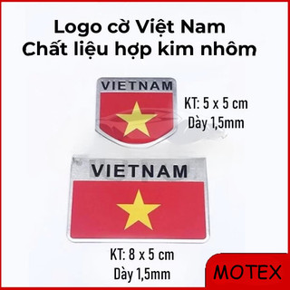 Tem nhôm cờ Việt Nam dán trang trí xe ô tô, xe máy, dán trang trí decor chất liệu hợp kim nhôm.