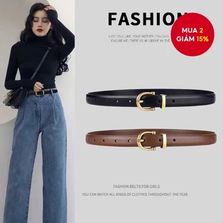 Thắt lưng nữ da PU sang trọng, khóa chốt điều chỉnh, mỏng, phù hợp quần jean và áo khoác ngoài.